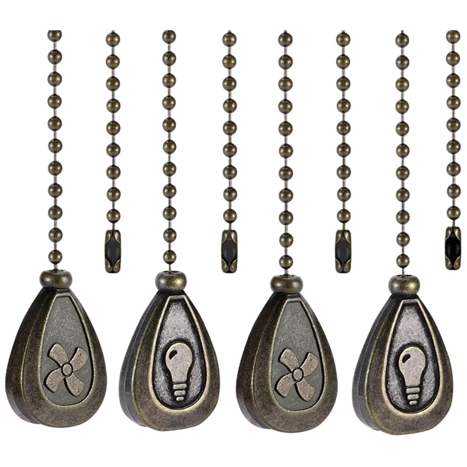 Gwyzax Fan Pulls for Ceiling Fans Bronze Ceiling Fan Pull Chain 4-Pack Drop Shape Pendant for Light Fixtures