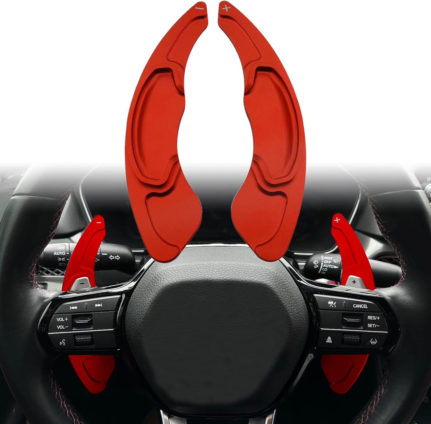 Aluminum Alloy Steering Wheel Shift Paddle Extension Cover Sticker Car Accessories for Honda 2022-2025, for Acura Integra 2023-2024 (red)