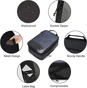 BAGSMART 4pcs Compression Travel Packing Cubes for Suitcases Backpack