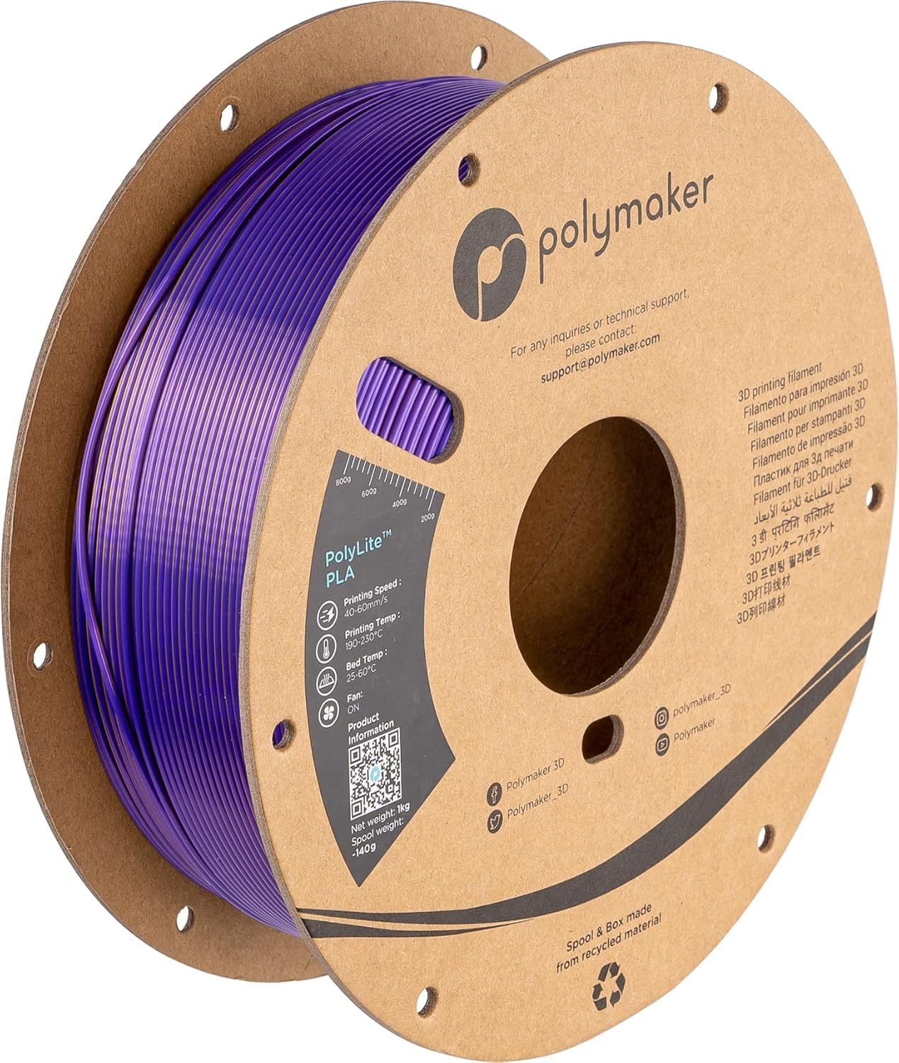 Polymaker Dual Color Silk PLA Filament 1.75mm Gold-Purple, Coextrusion Shiny PLA 3D Printer Filament Dichromatic 1kg - Silk Filament 1.75 PLA 2 Colors, Dimensional Accuracy +/- 0.03mm (Sovereign)-image-29