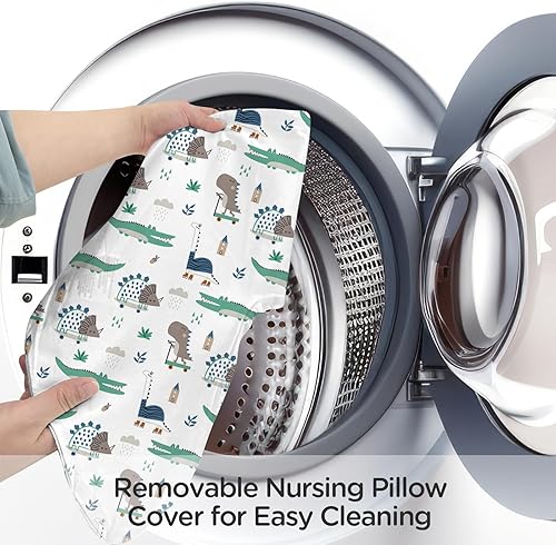 Miniatura 6 de Little Grape Land - Almohada de lactancia mejorada, lactancia materna y biberón durante 0 a 14 meses, funda suave lavable a máquina con relleno