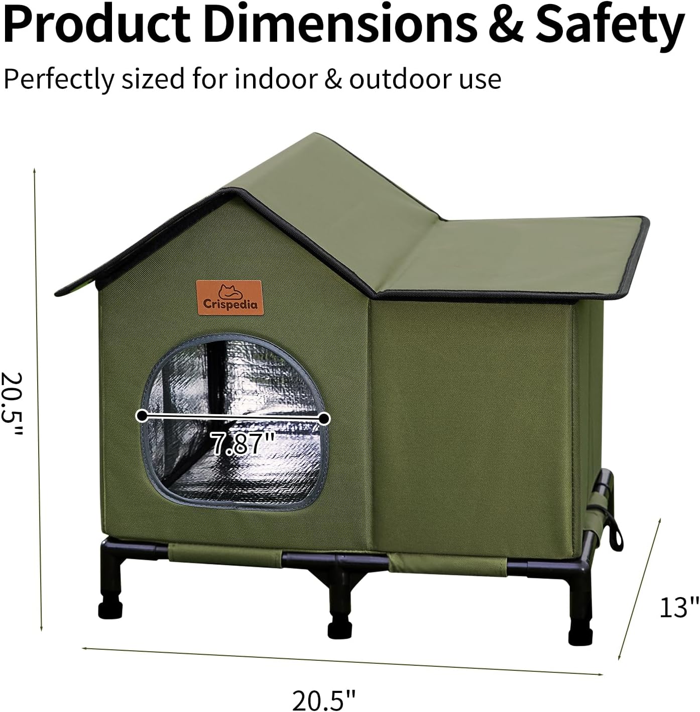 Weatherproof Outdoor Cat House, Elevated Outdoor Cat Shelter for Feral Cat, Insulated Cat Bed for Outside Stray Cat Kitty, 20x13x16 inches, Green