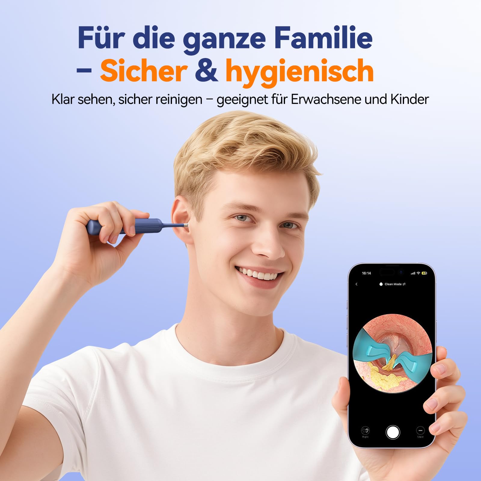 Ohrenschmalz Entferner Otoskop: 1920P HD WiFi Flexibler Ohrreiniger mit Kamera - 2025 NEW 360°-Weitwinkel Ear Cleaner mit licht für Ohren/Nasen/Hals-Untersuchungen Otoskop für Erwachsene Kinder