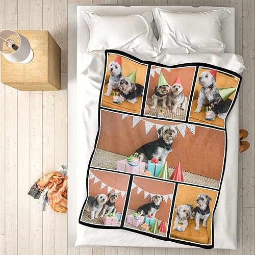 Miniatura 4 de Manta personalizada con fotos, manta personalizada de collage de fotos de perro, suave, con fotos de tu mascota, regalos personalizados para amantes