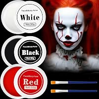 Sunshine smile 150g Arcfesték Készlet - Fekete, Fehér, Piros Testfesték Farsangra, Halloweenre - Színpadi Smink Ecsetekkel Gyerekeknek és Fe 1