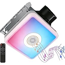Consciot 160CFM Bathroom Exhaust Fan with Light and Bluetooth Speaker, 7 RGB Light &amp; Music Sync Mode, 1500Lm 3000K/4000K/5000K Light, Nightlight, Remote Control, Quiet 1.0 Sone Ventilation Fan