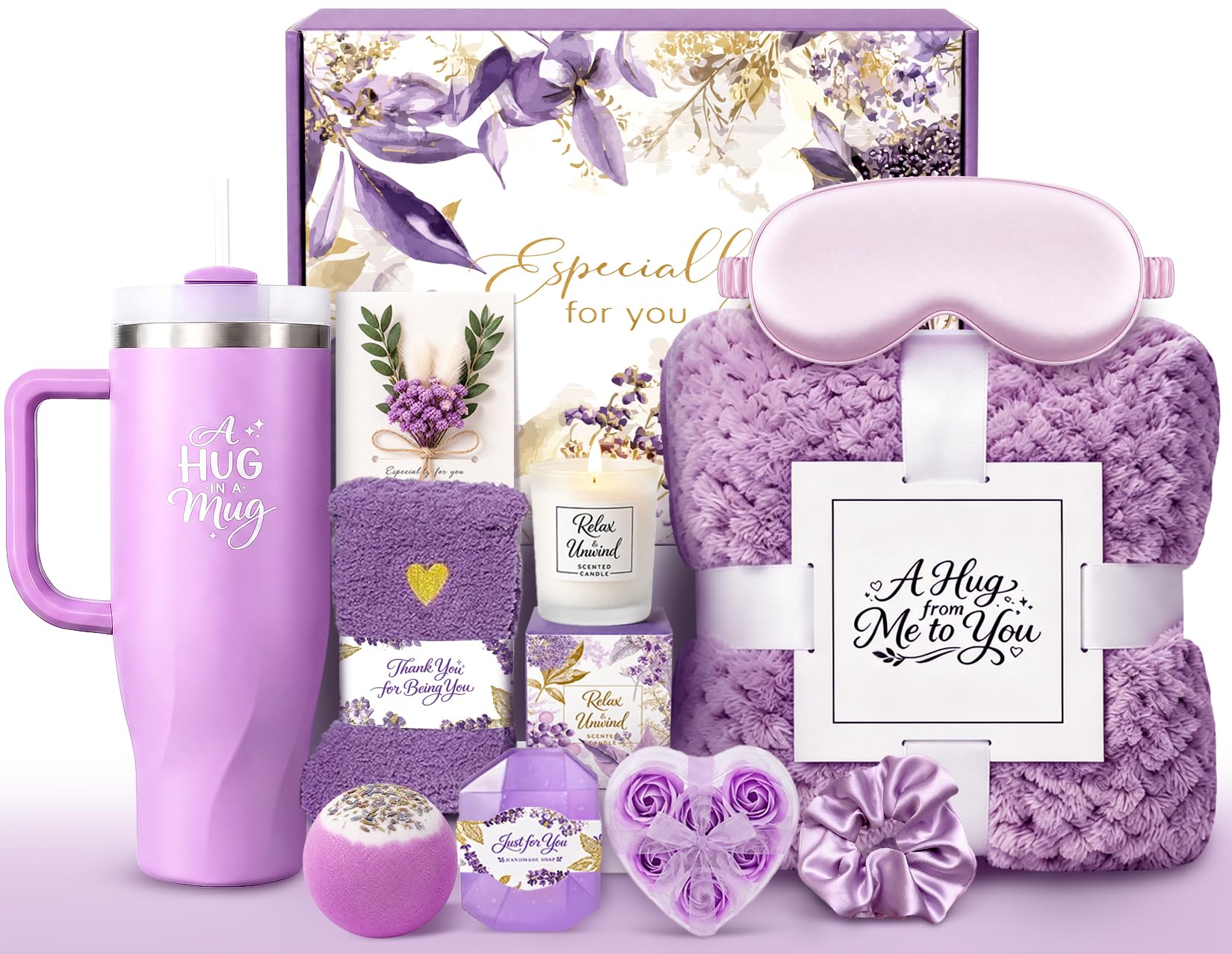 Regalo di compleanno per donna, cesto regalo di lusso per mamma, moglie, lei, regalo "Thinking of You", "Get Well Soon Care" da donna, confezione regalo per amica, sorella