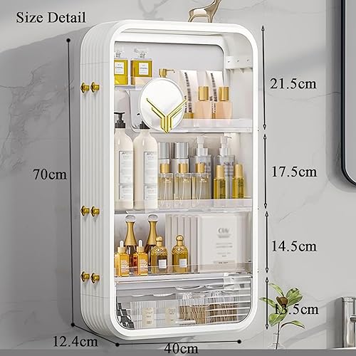 Miniatura 2 de JATIBOSH Organizador de cosméticos montado en la pared, estante de tocador para el hogar, sin perforación, productos para el cuidado de la piel del