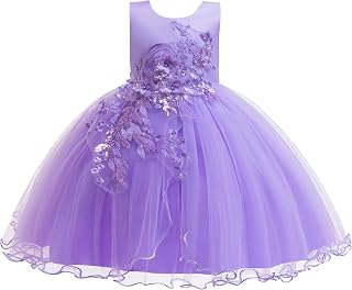 Weileenice Flower Girls Lace Bridesmaid Dress Kids Princess Wedding Prom Pageant Birthday Party Tutu Tulle Dresses