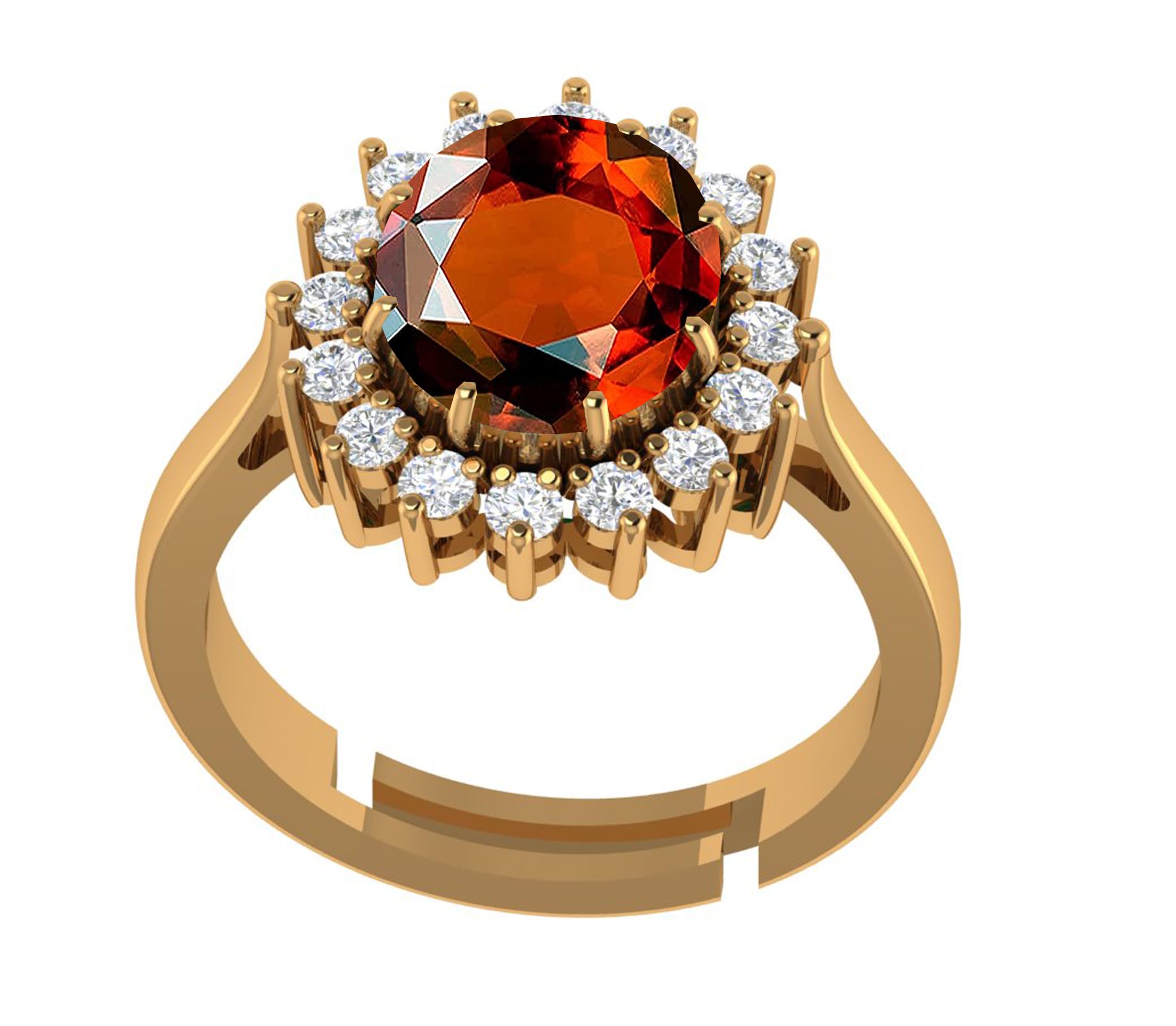 12.00 Ratti Gomed Ring Natural Quality & Original Stone Panchdhatu & Ashtadhatu Metal Adjustable Ring Rashi Ratna Loose Gemstone Gold Plated Ring for Men and Women-image-38