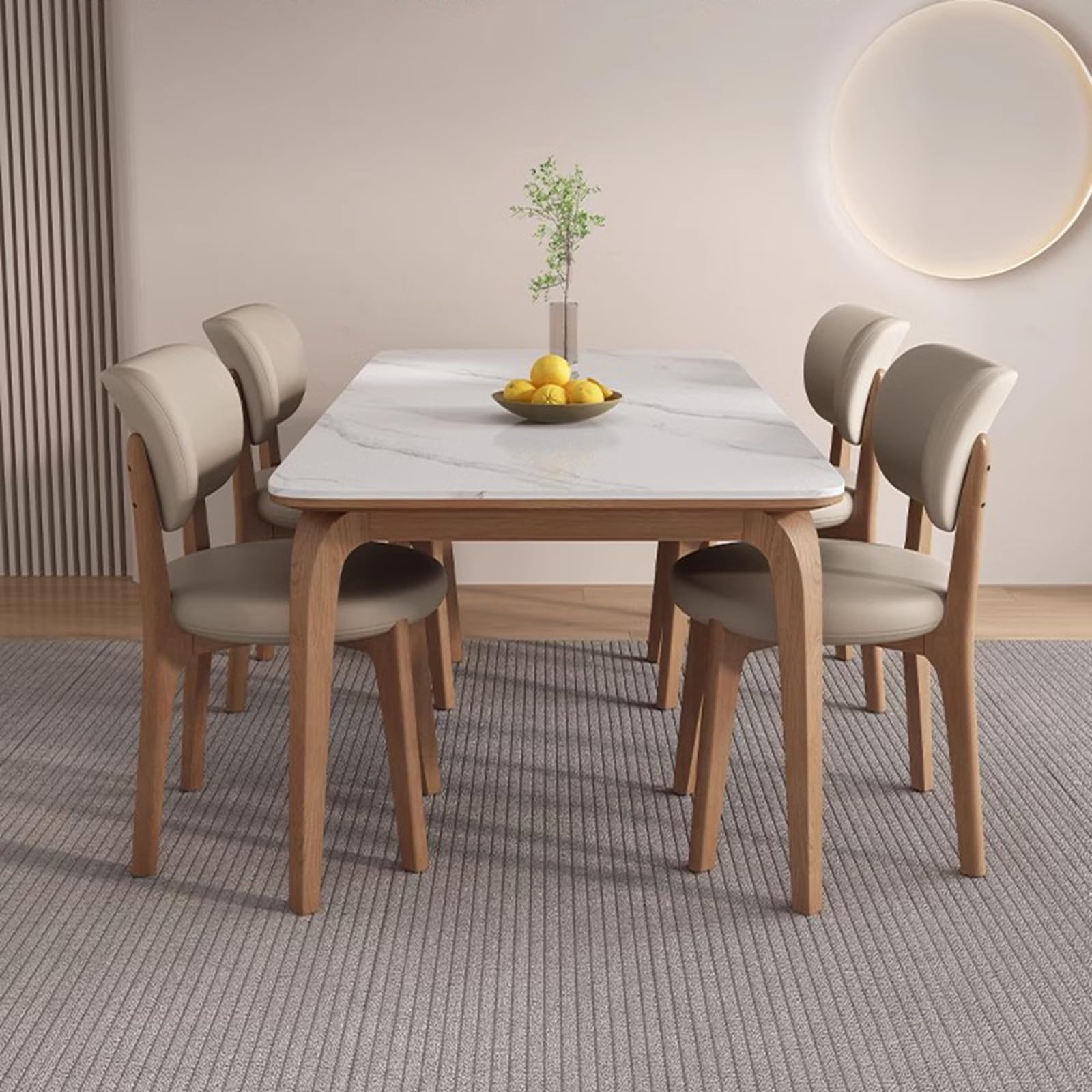 Set da 2 pezzi Gepolsterte Esszimmerstühle mit Rückenlehne & Holzbeinen - Stilvolle Hellkhaki Stühle für Küche, Esszimmer, Wohnzimmer, Lounge & Büro Einrichtung