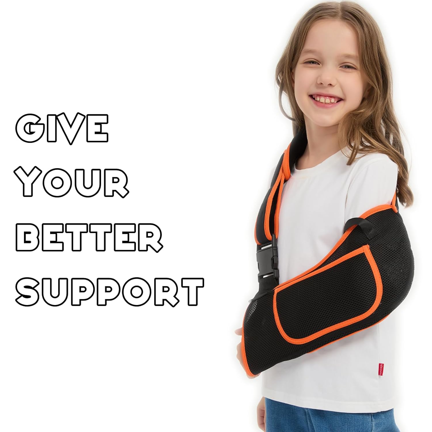Arm Sling for Kids with Enhanced Size Adjustable Sling for Arm Support, Elbow Wrist Left Right Arm Sling with Buckle Design (Small) - Image 3