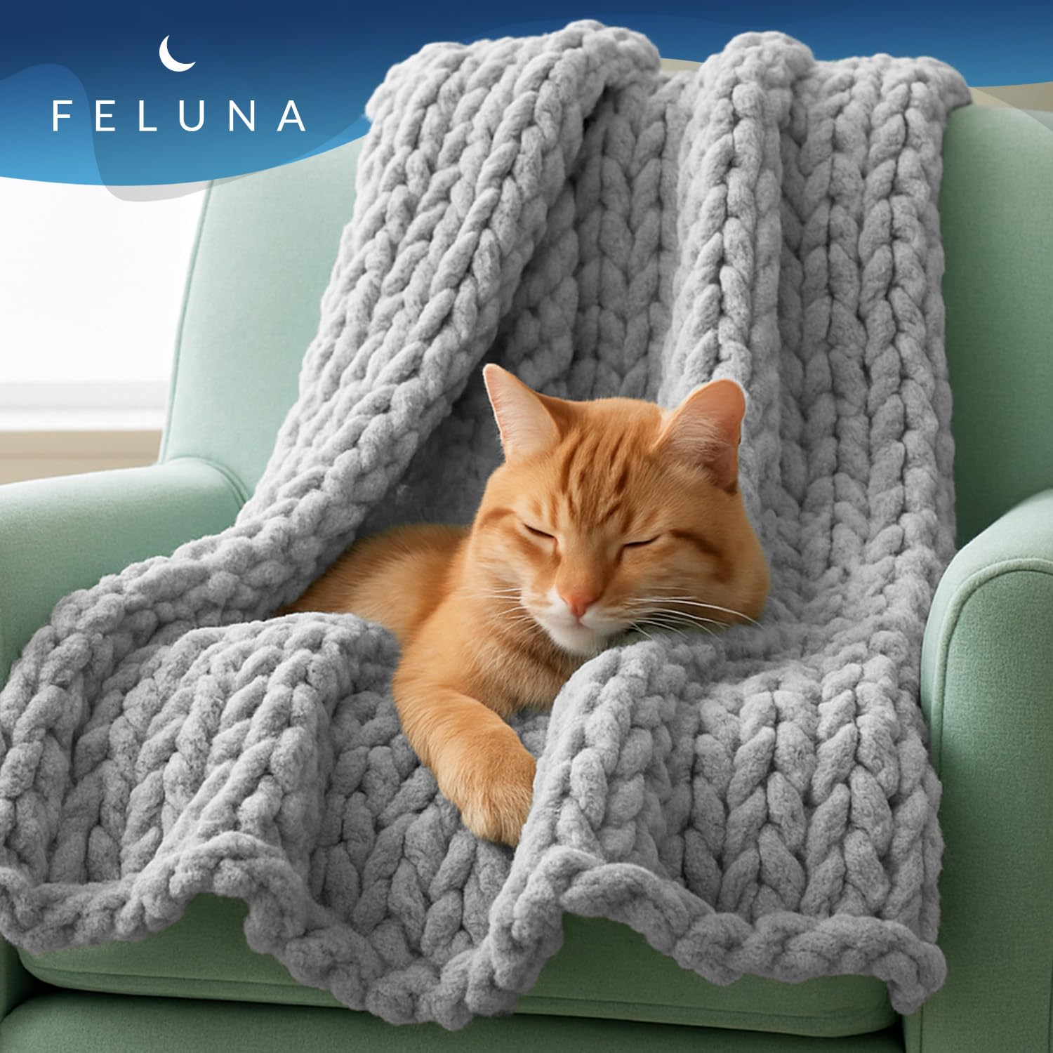Feluna® Grobstrick Decke – Kuscheldecke Flauschig & Weich