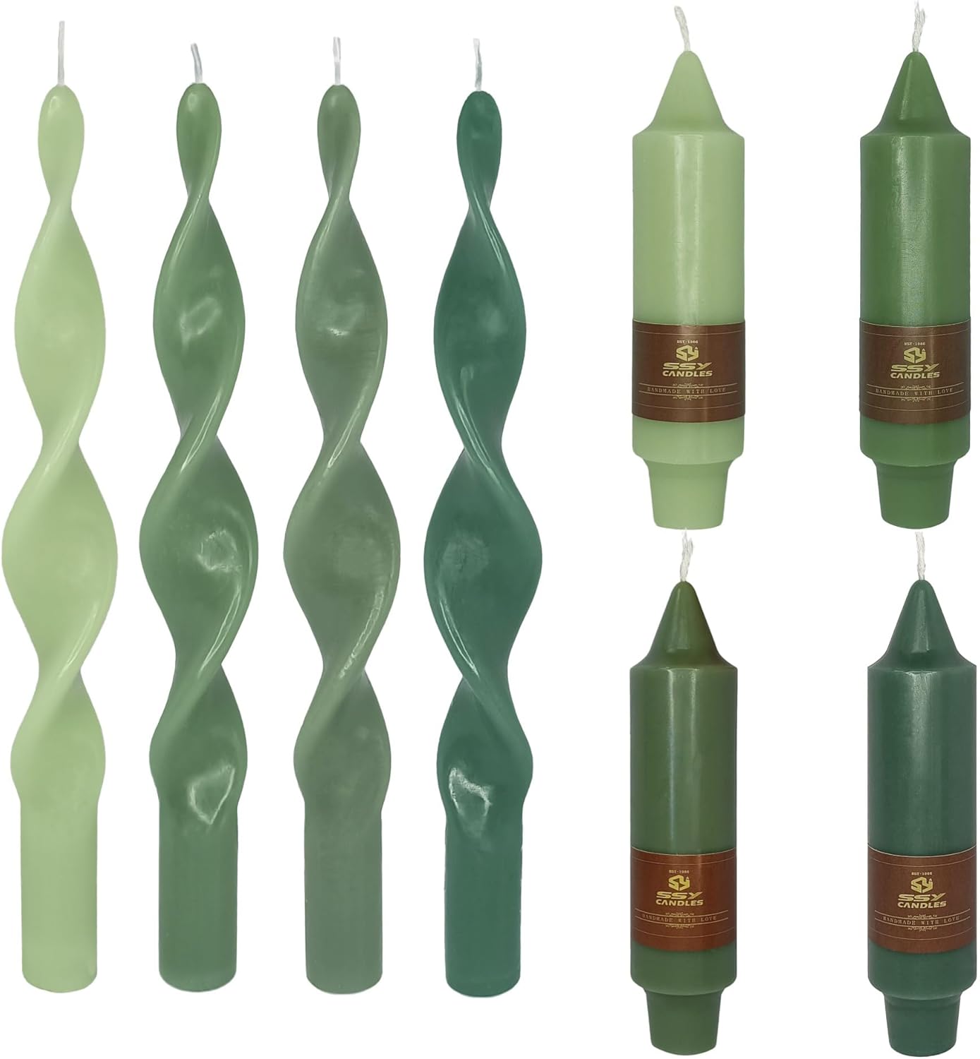Taper Candle Gradient Green Candlesticks Tapered Candles Dinner Candle Sticks Unscented Candle for Home Décor Weddings Festive Gifts