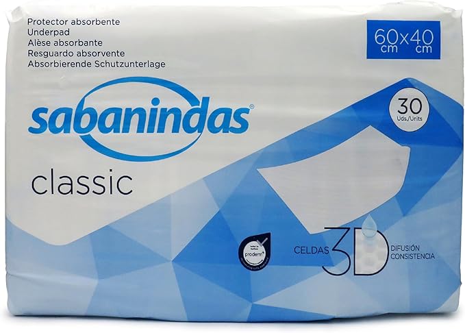 Indas Sabanindas Classic 60x40 - 30 Protectores Absorbentes para Incontinencia