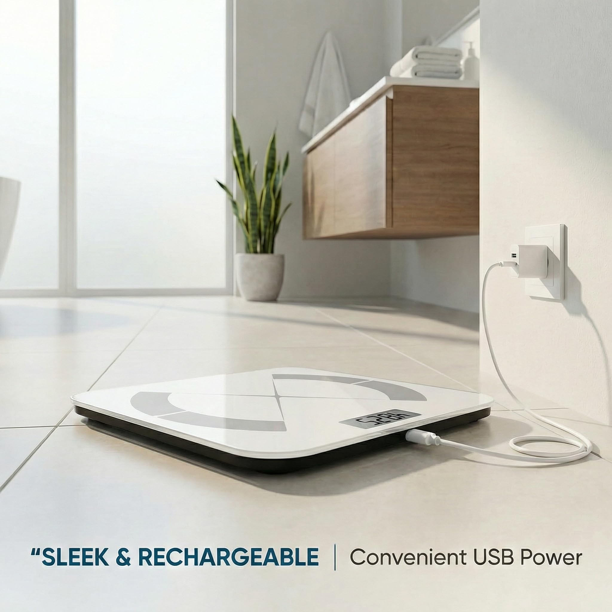 Báscula corporal inteligente – Báscula de baño Bluetooth con 18 métricas corporales y seguimiento de tendencia, diseño de haz en I grueso, vidrio templado grande, capacidad de 400 libras