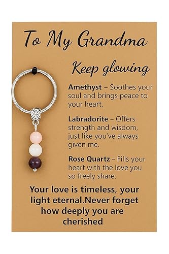 Grandma Gifts For Grandma Birthday Gifts, Stone Keychain with Meaningful