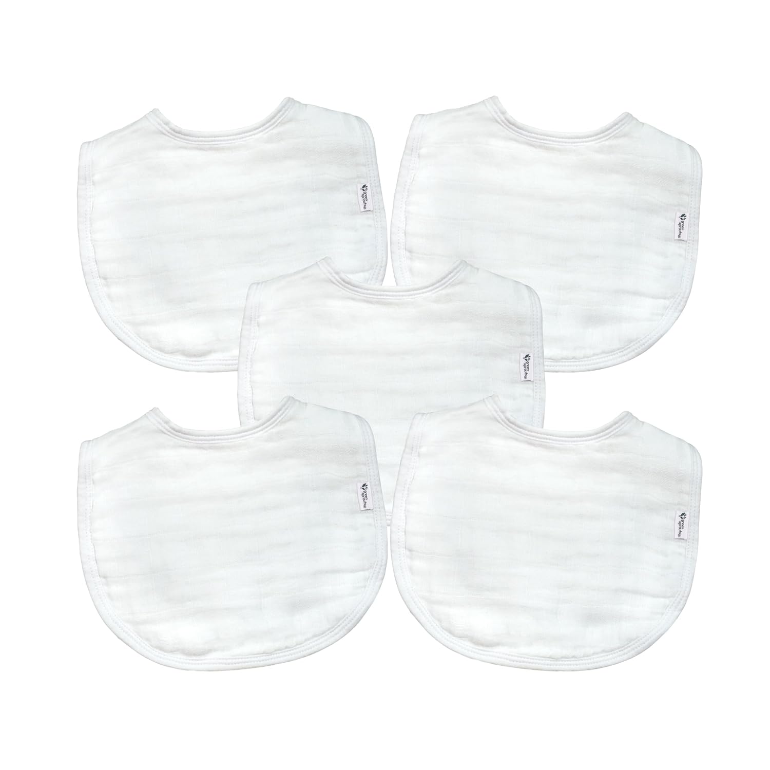 green sprouts Muslin Bibs Made from Organic Cotton| 4 Absorbent Layers Protect from sniffles, Drips, & drools | 100% Organic Cotton Muslin, Adjustable snap Closure, Machine Washable,5 Count