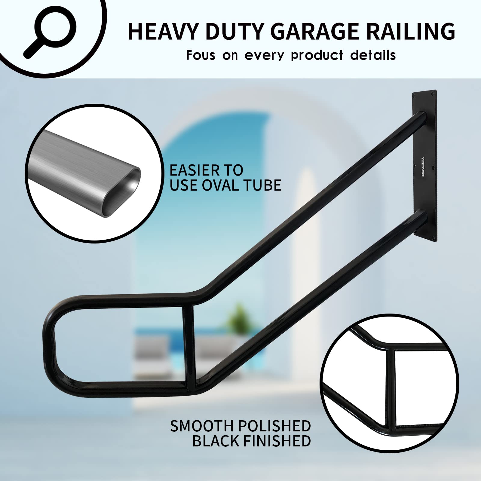 Garage Railing System Snapklik.com : Garage Railing For Outdoor Steps, Sturdy Wall Mount ...