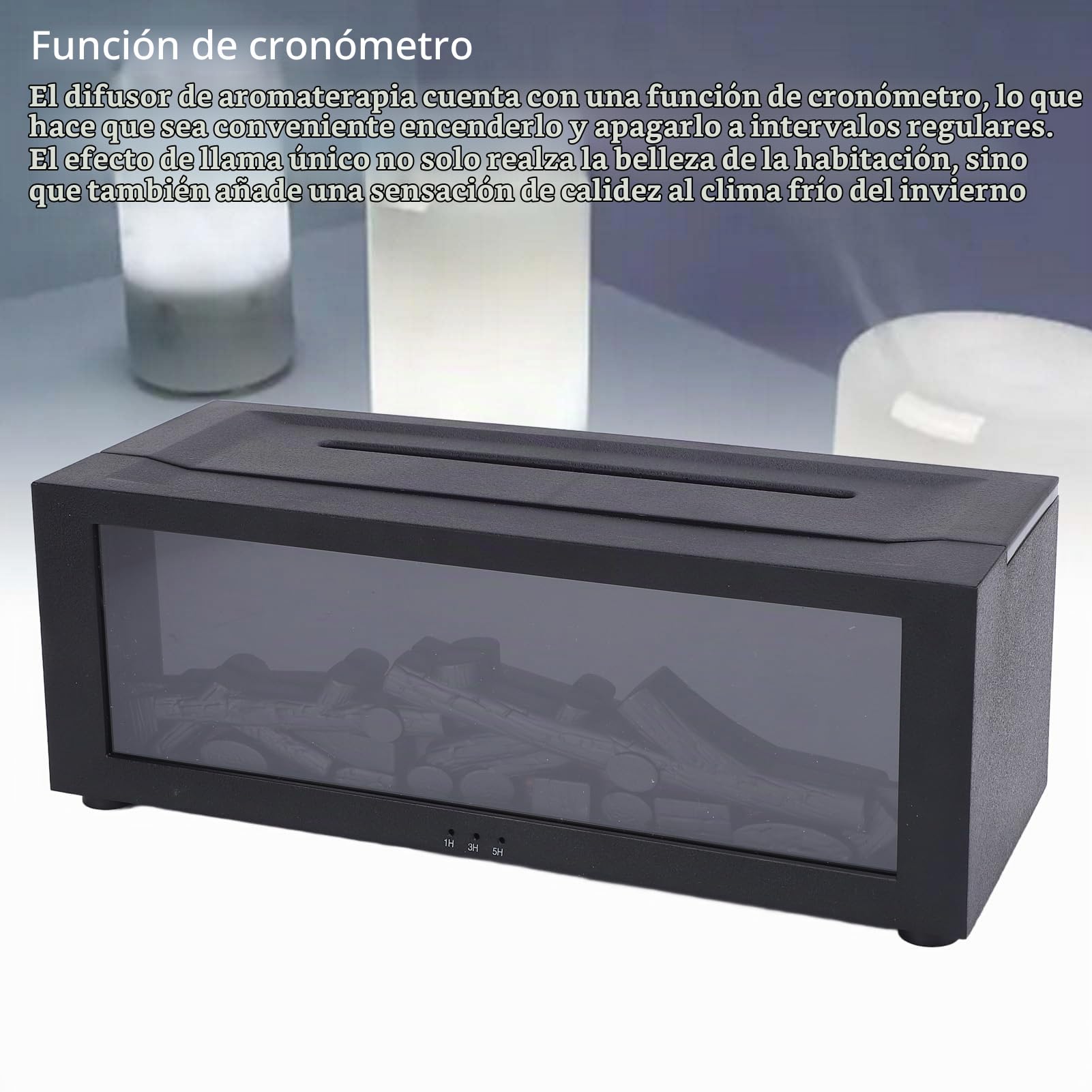 Humidificador de Chimenea con Llama 3D, Difusor Silencioso para Chimenea con Temporizador, Difusor de Aire de Fuego de Aromaterapia de Aceite Esencial con Luz Ambiental para el