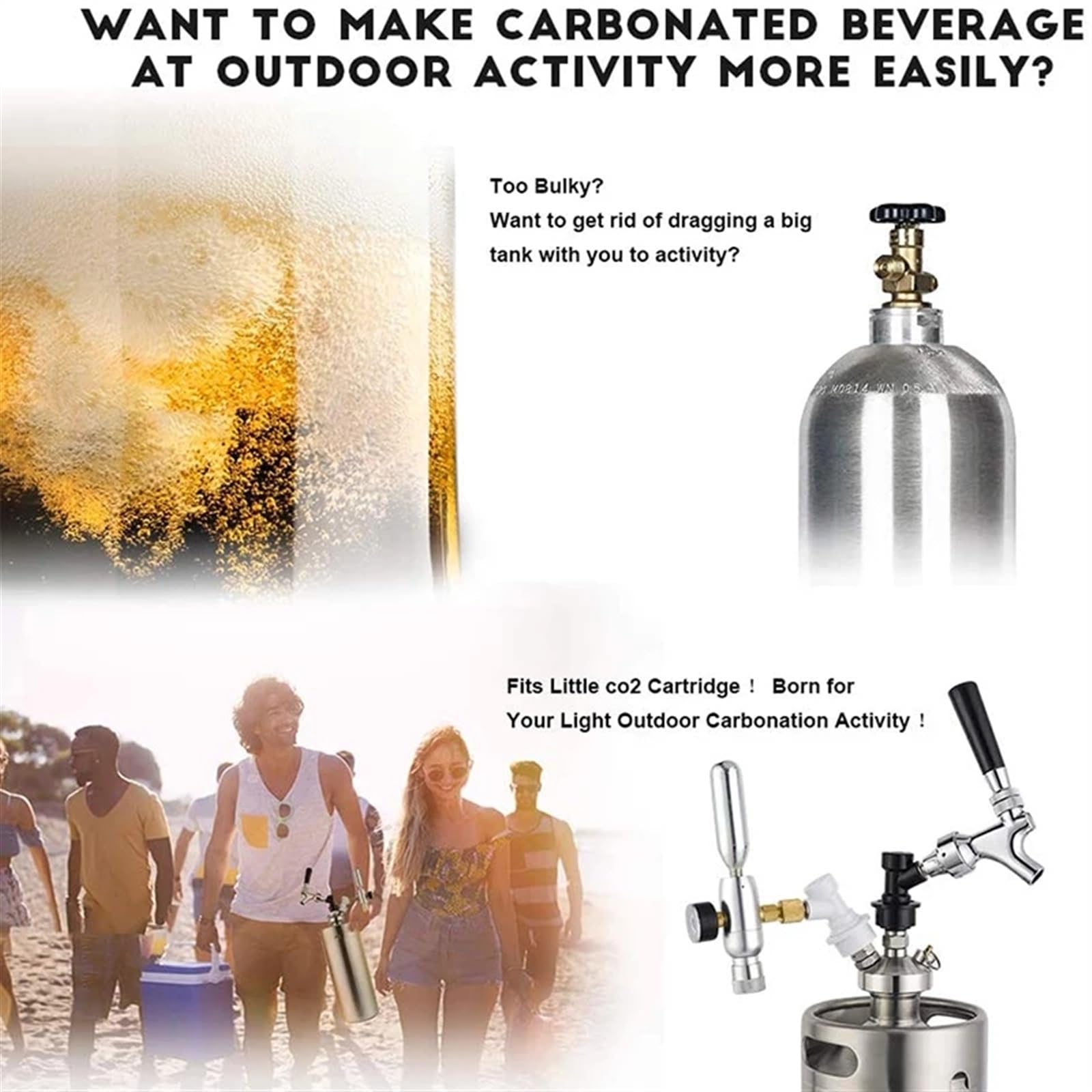 Kit Cerveza Kit de Cargador de CO2 regulado Homebrew, 7/16quot; Accesorios portátiles regulados para Cerveza casera Accessoire De Brassage(60psi)