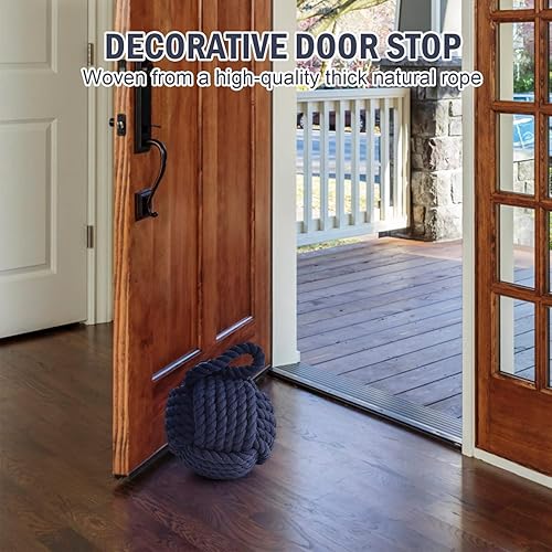 Vista 24 de Pomeat Topes decorativos para puerta, nudo de cuerda, tope de puerta decorativo con peso náutico, tope de puerta resistente, lindo tope de puerta