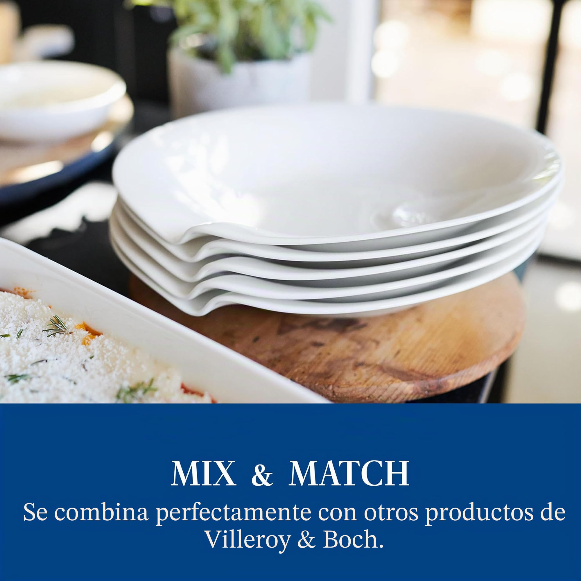 Villeroy & Boch Passion Platos para pasta grande, Set de 2, 30,5 cm, Porcelana , Blanco, 2 piezas