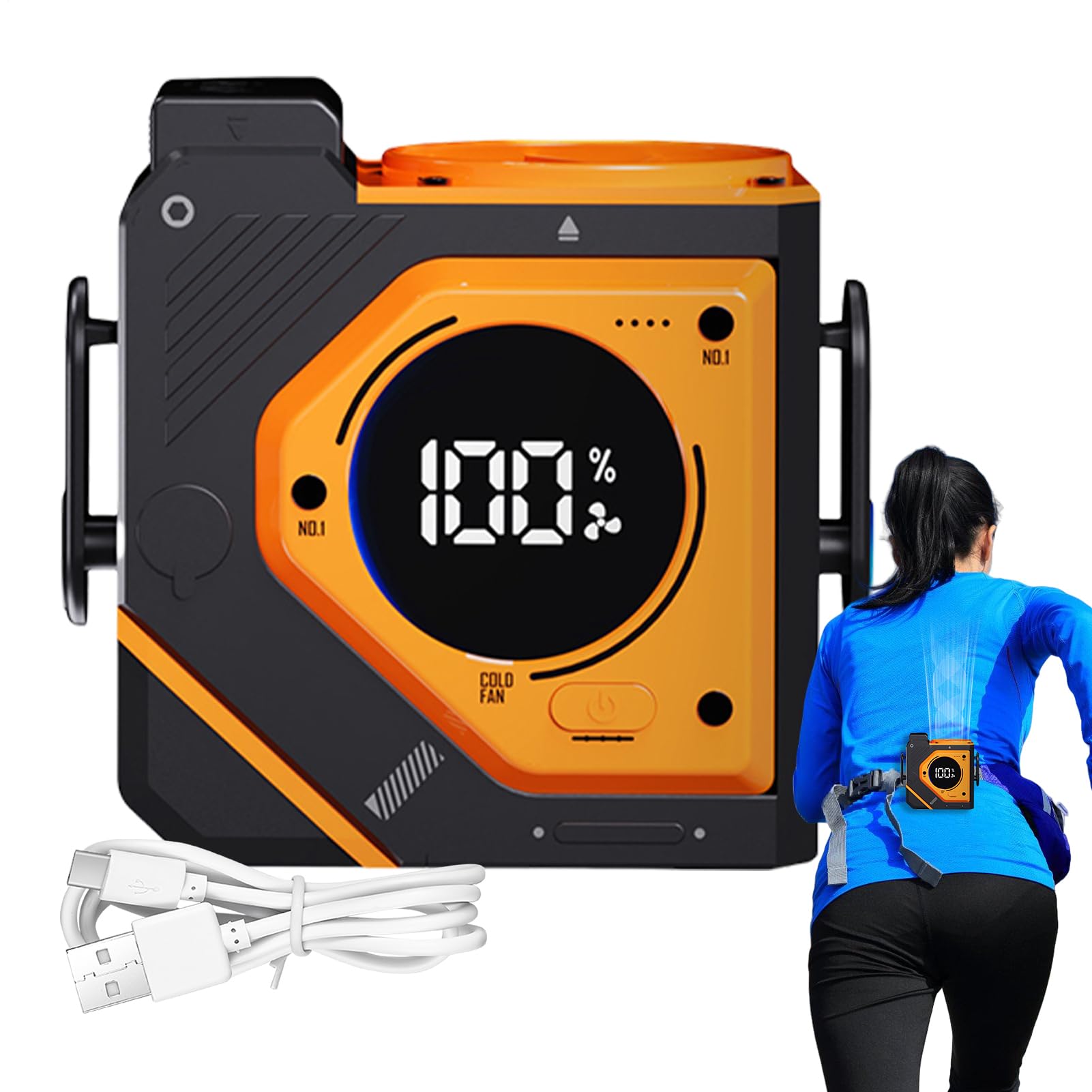 Ventilateur de ceinture 3 vitesses avec lumière et power bank