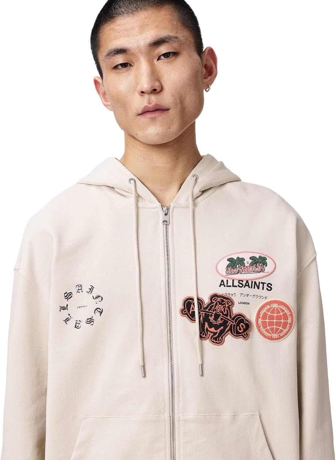 AllSaints mens Patcher Zip Through