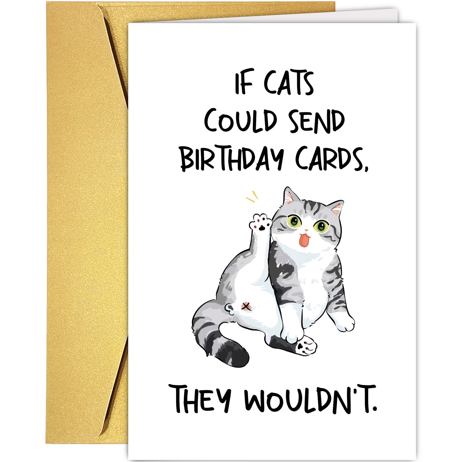 Supoeguk Funny Cat Birthday Card for Cat Lover, Cute Birthday Card from Cat, Birthday Card for Cat Mom Cat Dad, If Cats Could Send Birthday Cards