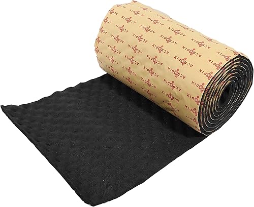 ACROPIX Alfombrilla de amortiguamiento de sonido para automóvil, 27.2 pies cuadrados, amortiguador de espuma de ondas a prueba de calor, 199 x 20