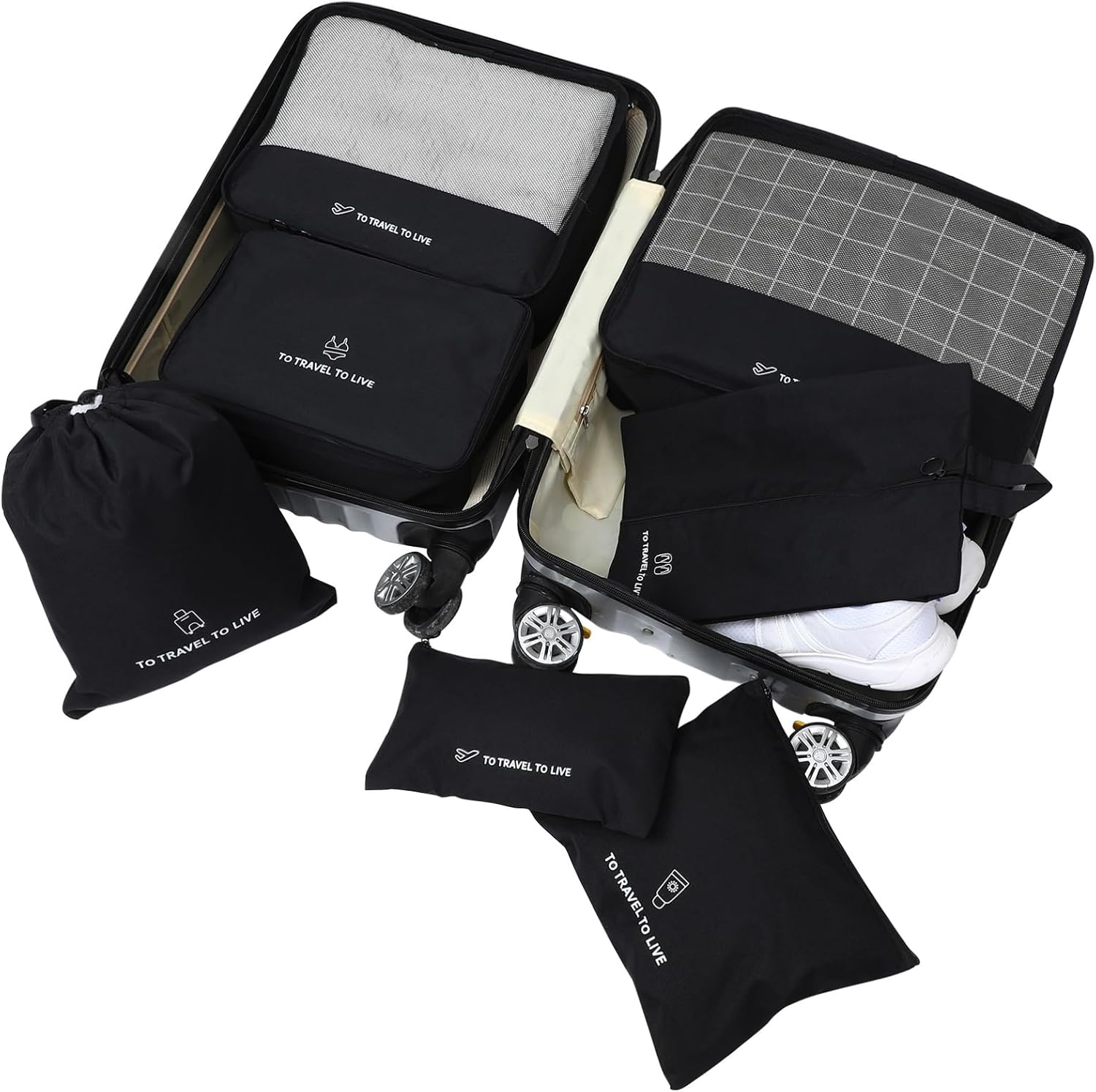 Holibanna 7-Piece Travel Packing Cubes Set Waterproof Luggage Organizers for Clothes and Accessories Foldable Storage Bags for Suitcase for Travel and Home Organization image 3