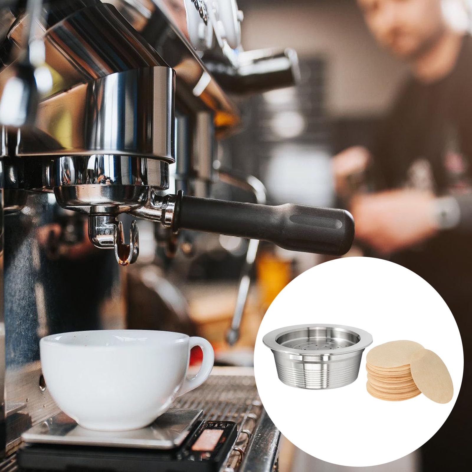El juego de filtros de café permanentes de acero inoxidable incluye 100 cápsulas de café desechables adecuadas para uso doméstico o de viaje, cápsulas de café de acero inoxidable