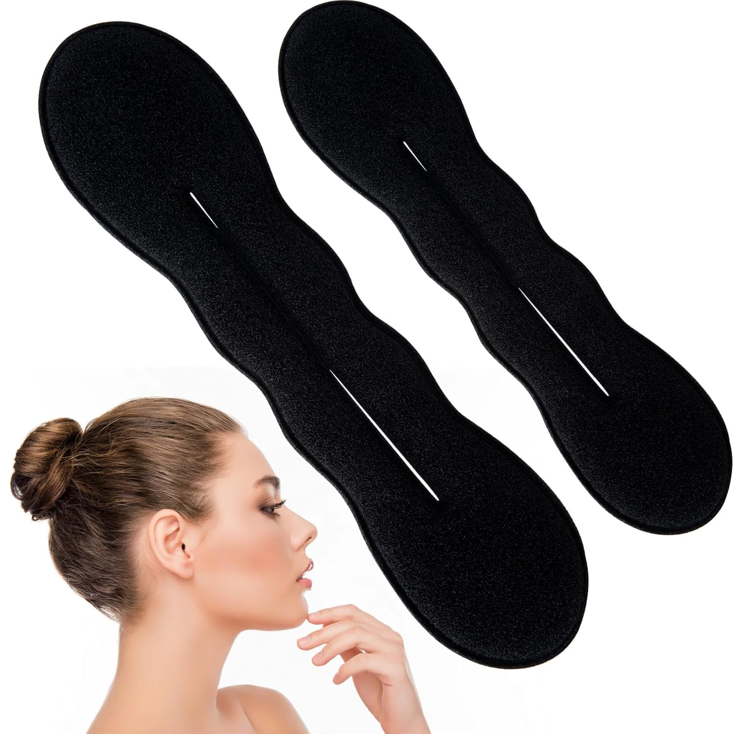 Melodio 2-Piece Black Foam Twister, Bun Maker, Ballet Bun Ring (2 Large)