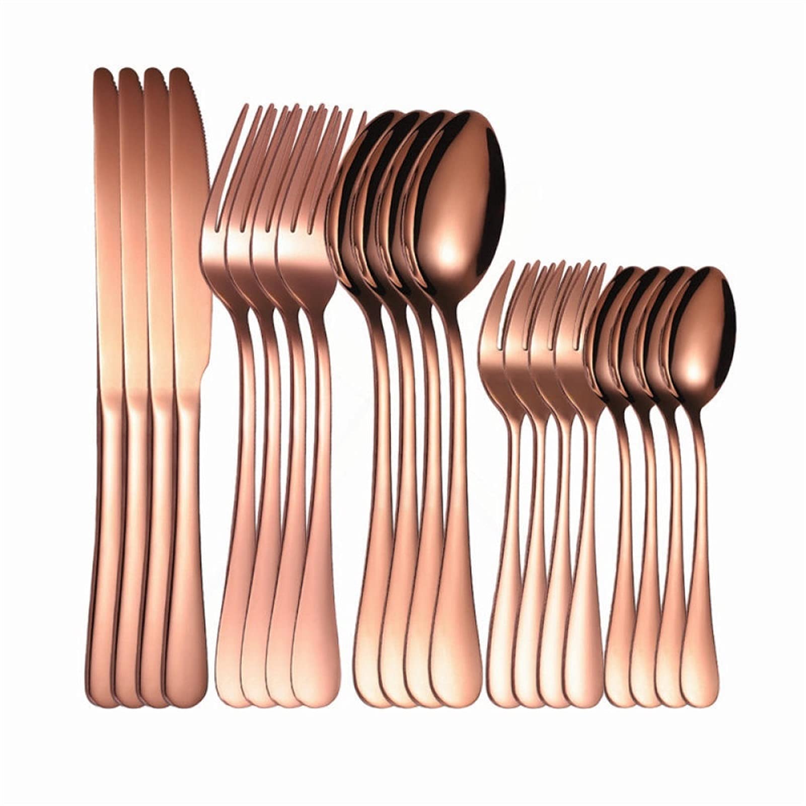 Besteck-Sets Westliches Besteck-Set 20-teiliges Edelstahl-Besteck-Set Gold-Geschirr-Sets Gabel Löffel Messer Heimgeschirr Besteck-Set Edelstahl (Color : Rose Gold) (Gold)