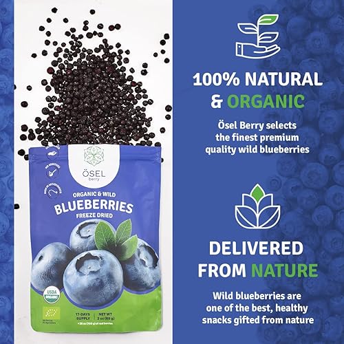 Miniatura 5 de ÖSEL BERRY Arándanos secos orgánicos, bayas azules silvestres 100% sin azúcar | Arándanos liofilizados seleccionados a mano - Orgánico y fresco |