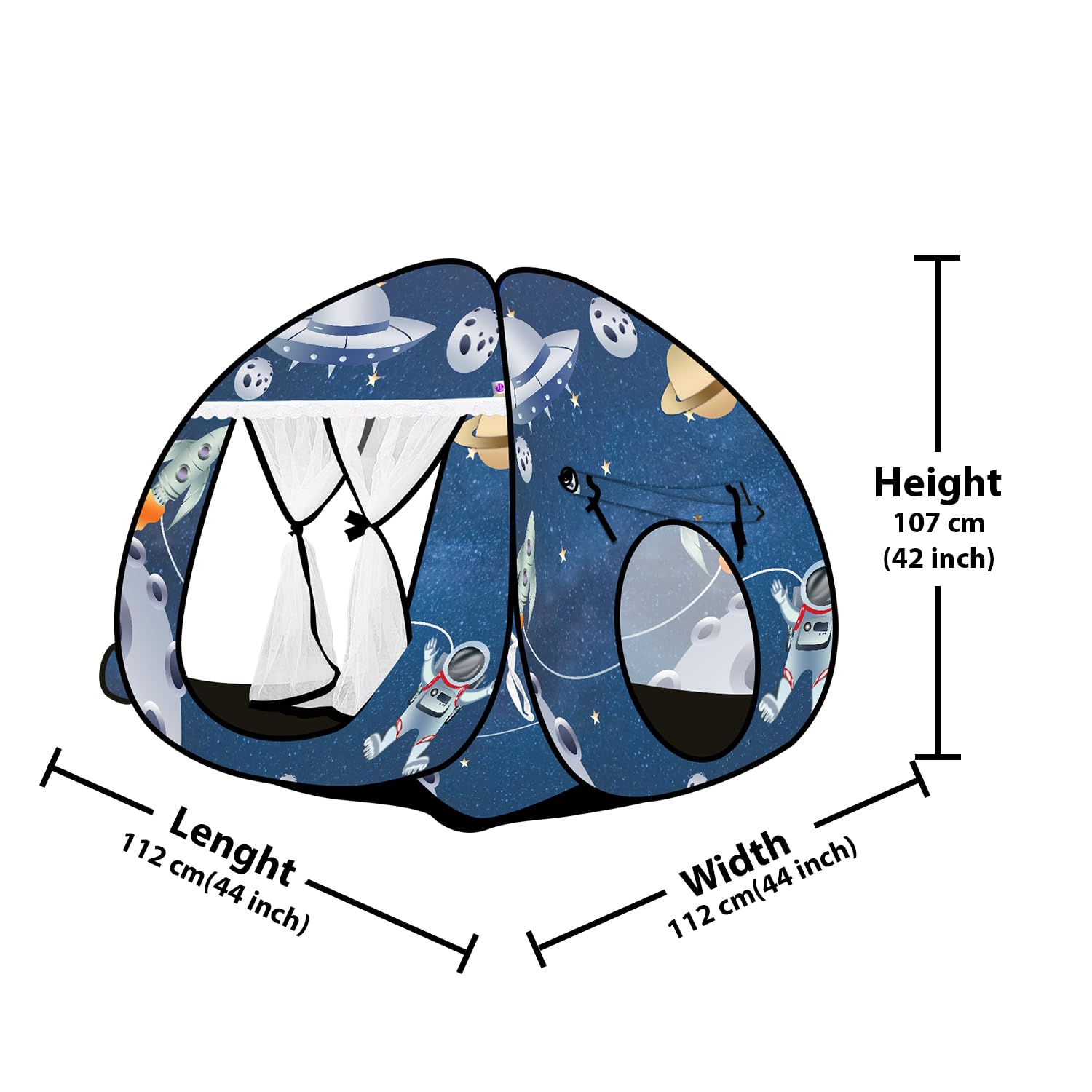 Foldable Play Tent House Big Size for Girl Boys with Planet Theme Pop-Up Indoor & Outdoor Play House for Girls Boys| Multi Purpose Tent House with Fun Patterns Easy Setup & Portable (Planet Blue) 1