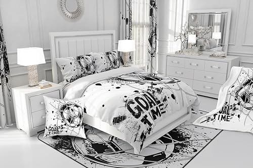 Miniatura 5 de Erosebridal Funda de edredón de fútbol para niños, tamaño Queen, juego de ropa de cama de fútbol americano, juegos deportivos, funda de edredón para