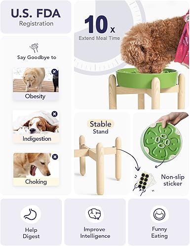 Vista 29 de LE TAUCI Cuencos de cerámica para perros de alimentación lenta, 3 tazas de alimentación lenta, tazón para perros de raza mediana y grande, cuenco