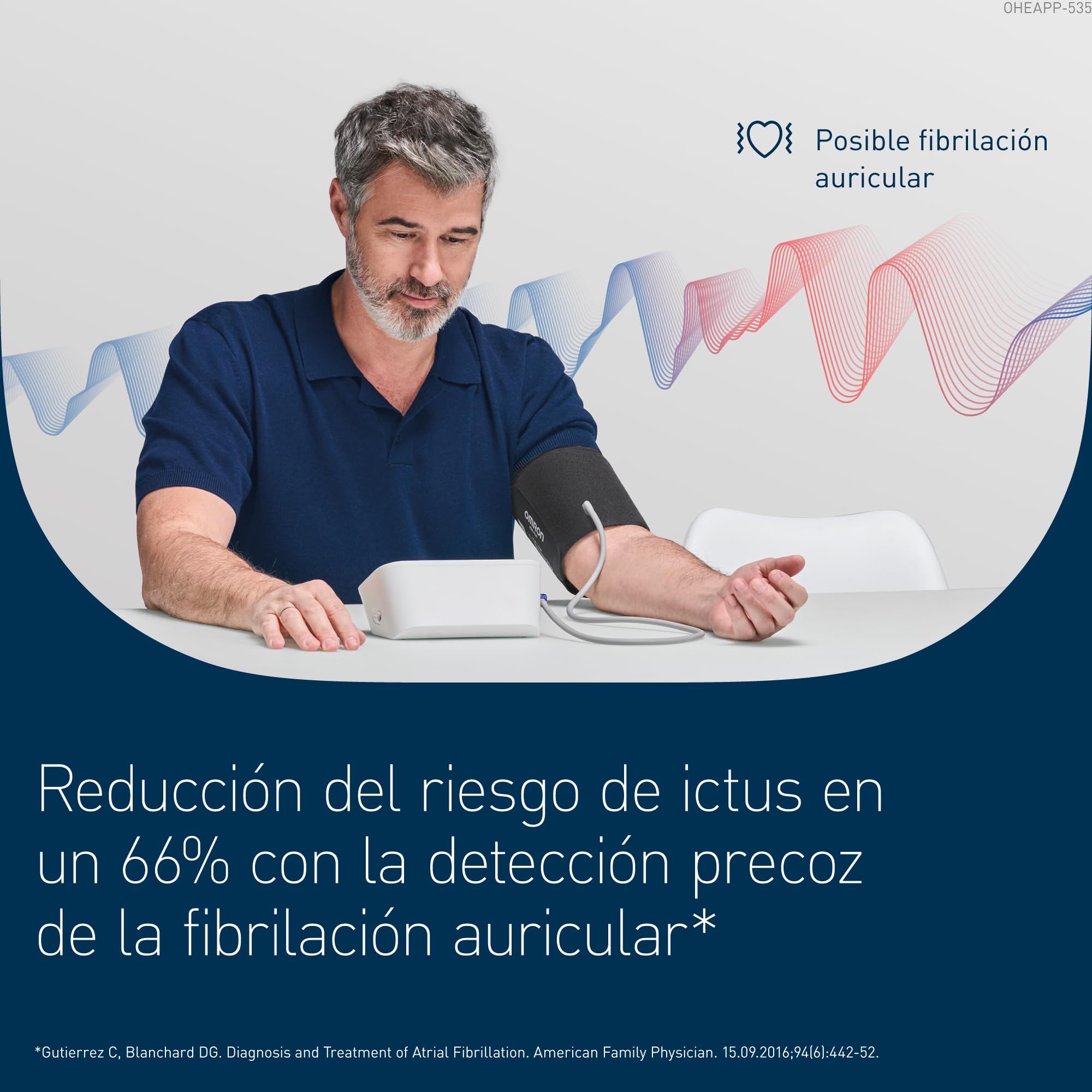 OMRON X7 Smart AFib Tensiómetro de Brazo Detecta Fibrilación Auricular Medidor Tensión Arterial Validado Clínicamente 2 Usuarios Brazalete Intelli Wrap 22-42cm