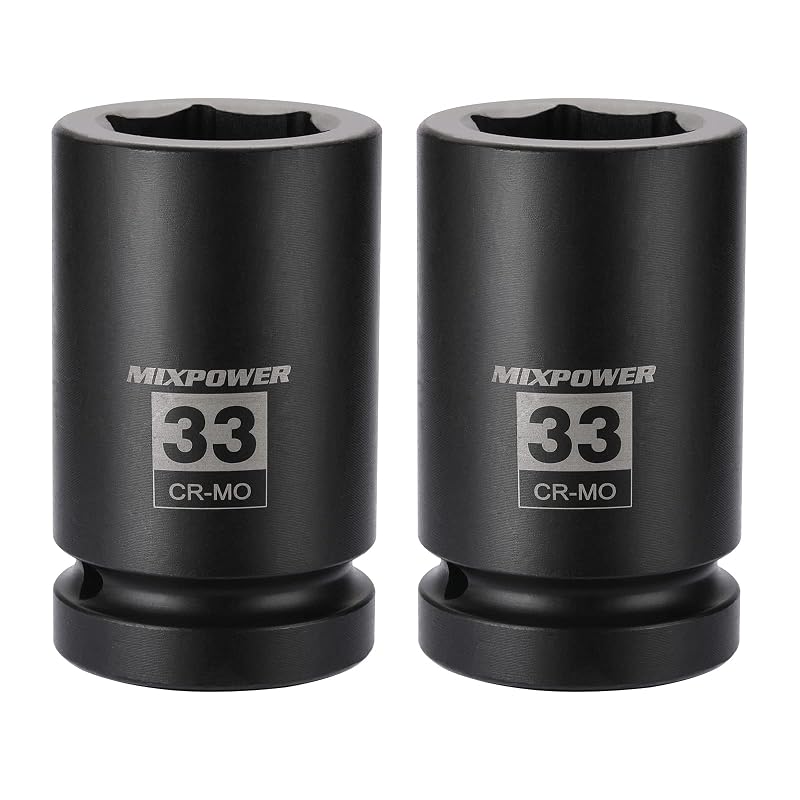 Jogo de Soquetes de Impacto Profundos MIXPOWER 25,4 mm (1 pol.) 33 mm em CR-MO, 6 Pontas, 2 Peças