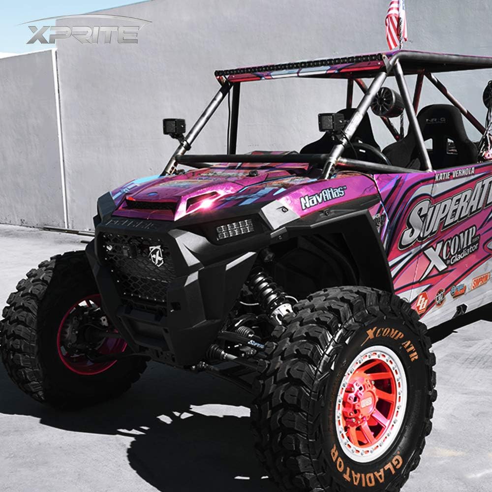 Xprite 1.75 Inch Roll Bar Mounting Brackets, Universal Adjustable LED Light Bar Brackets, Roll Cage & Bull Clip Holder for UTV ATV Can Am Maverick X3 Polaris RZR XP Side by Side and More Models