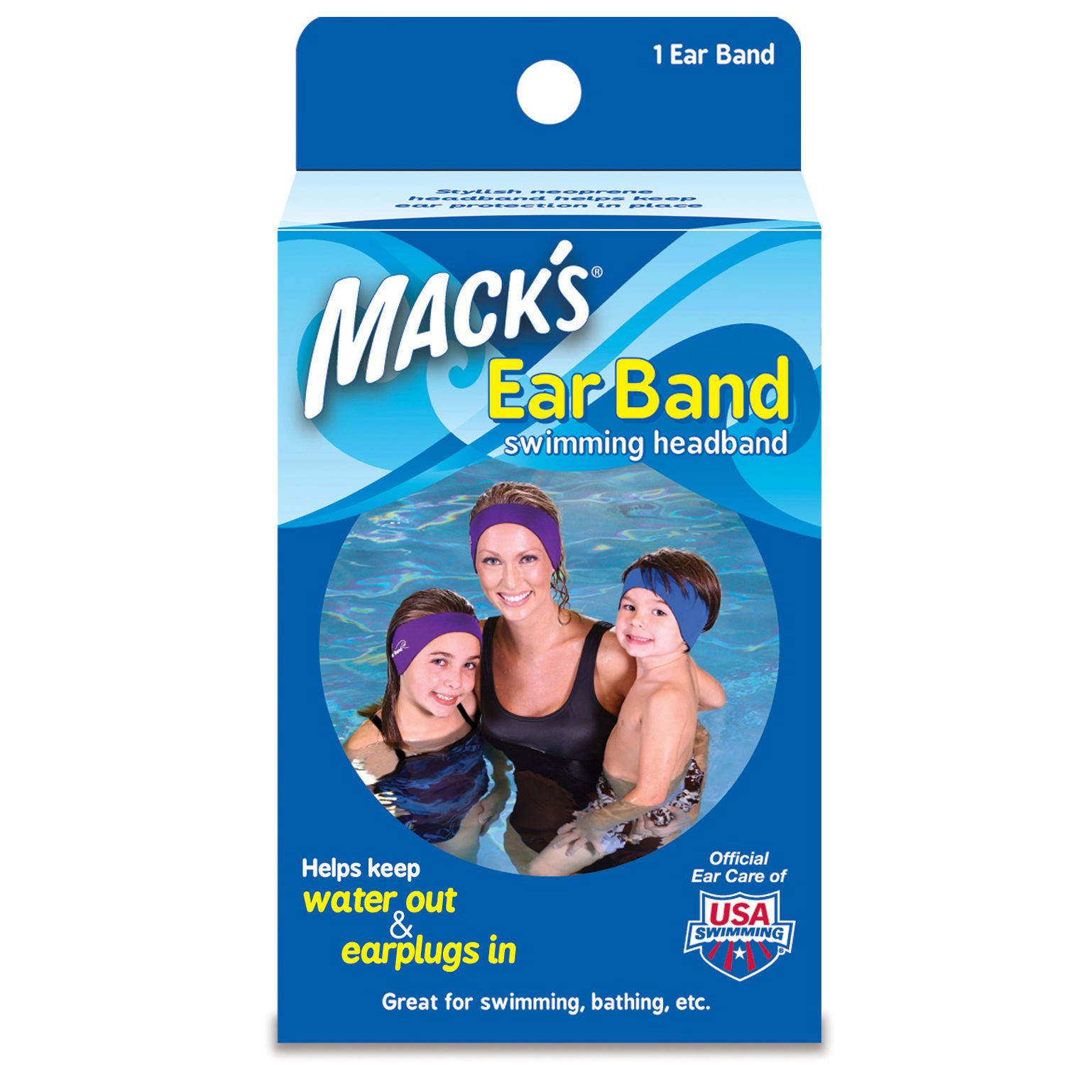 Mack's Ear Band Swimming Headband, Blue/ Purple (Pack of 2)