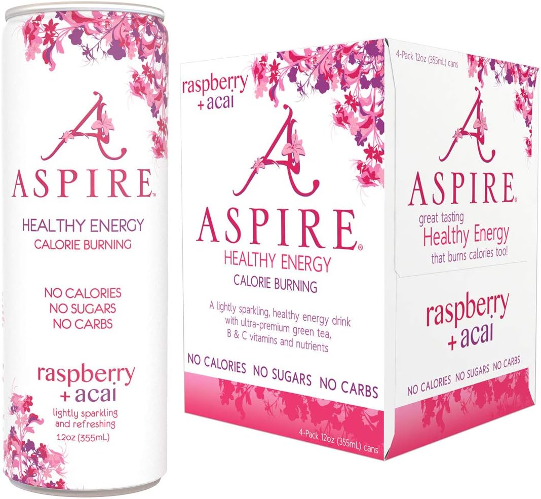 Healthy Energy, Calorie Burning, Zero Calorie, Zero Sugar Drink Raspberry + Acai 4-Pack