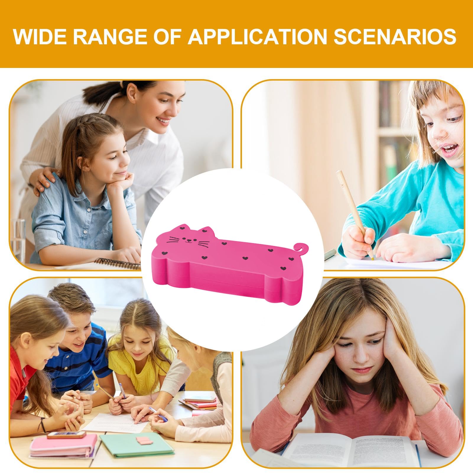 Trousse à crayons – Organiseur en forme de chat pour l'école, l'étude, la maison | Sac de rangement léger en silicone souple avec plusieurs compartiments pour fournitures de bureau pour adolescents et