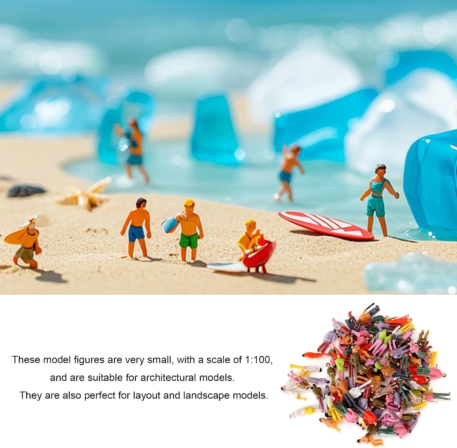 100PCS 1/100 Painted Figures Tiny People Model Painted Figures People Figure Layout Plastic
