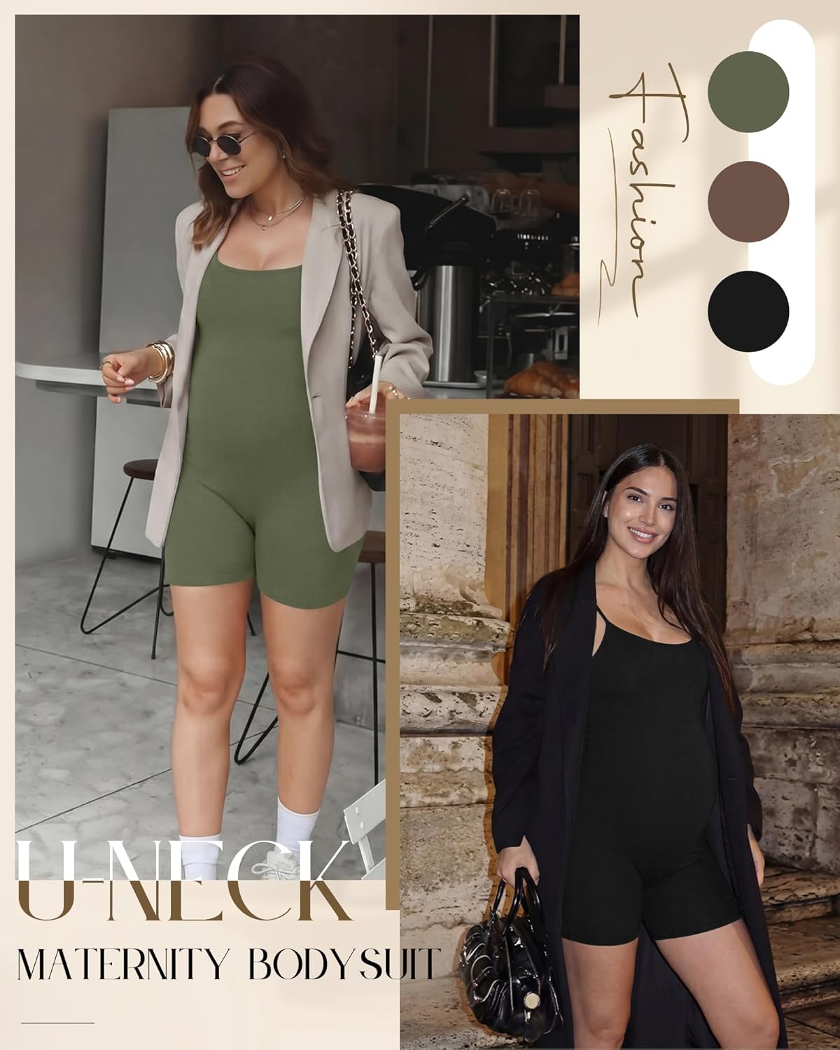 3 Pack Women's Maternity Spaghetti Strap Jumpsuit Shorts Pregnancy Rompers U Neck Sleeveless Tank Tops Bodysuits