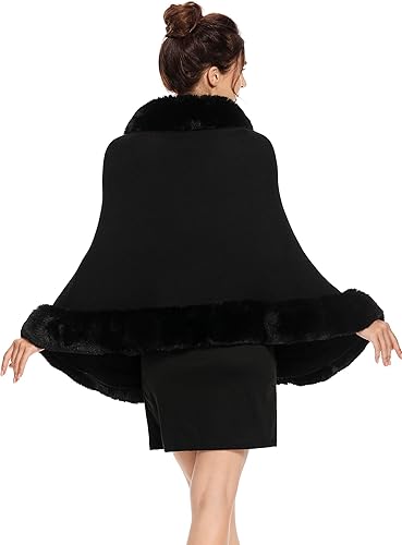 Miniatura 5 de ZLYC Mujer Invierno Chal de Piel Sintética, Estola, Bufanda Cálida, Capa de Encaje
