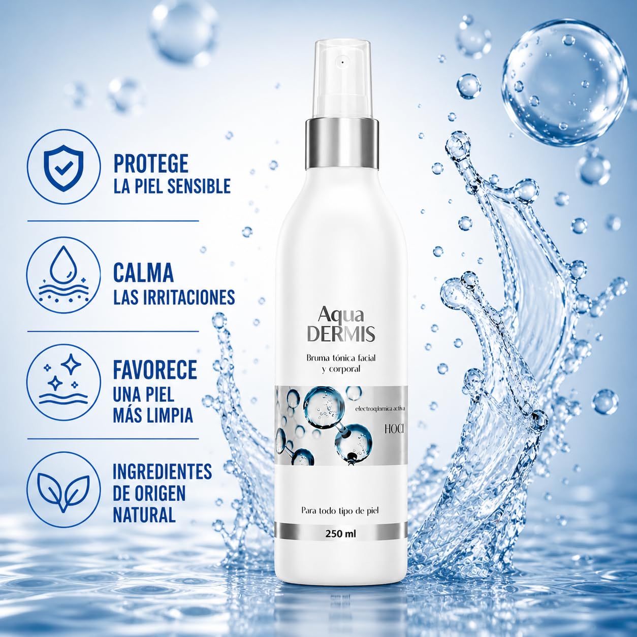 Brume Visage 150 ml – Soin dermatologique pour peau sensible et irritée | À base d’acide hypochloreux stabilisé | Hydratante et apaisante