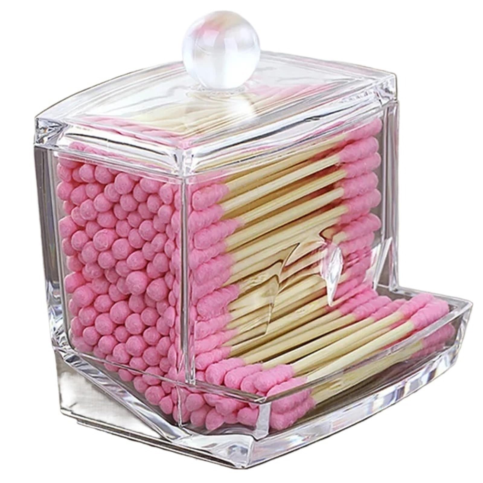AHUFGN Cotton Pad Holder Cotton Swabs Storage Holder Box Portable Transparent Makeup Pad Cosmetic Container Jewelry Organizer Case